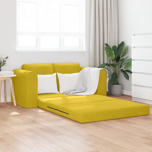 Qnhdfrt Boden Sofa Bett 2 in 1 Gelb Velours - Schlafcouch mit Sitzfunktion 148x71x83 cm für Wohnzimmer Qnhdfrt Boden Sofa Bett 2 in 1 Gelb Velours - Schlafcouch mit Sitzfunktion 148x71x83 cm für Wohnzimmer von Qnhdfrt
