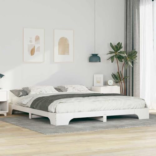 Qnhdfrt Bodenbettgestell Weiß 180 x 220 cm Massivholz Kiefer Modernes Design mit Robuster Konstruktion und Platzsparendem Design für Schlafzimmer Gästebett und Mehr von Qnhdfrt