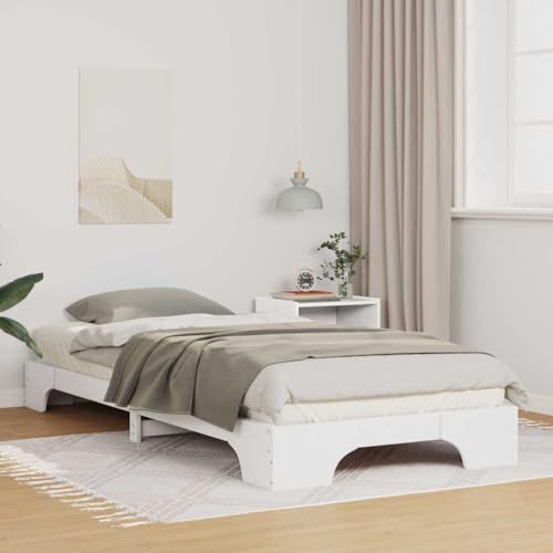 Qnhdfrt Bodenbettgestell Weiß 80 x 220 cm aus Holz Modernes Design mit Stauraum Robuste Konstruktion für Schlafzimmer und Gästezimmer von Qnhdfrt