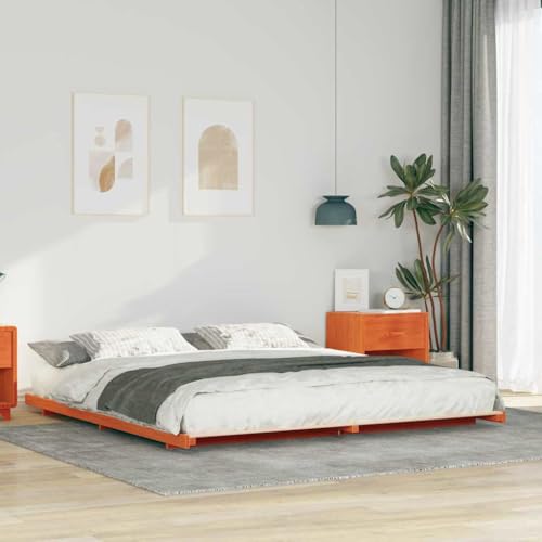 Qnhdfrt Bodenbettgestell aus Massivholz Kiefer 200 x 220 cm Wachsbraun Japandi Design Gemütlich & Stabil mit Einfacher Montage für Schlafzimmer Gästebett oder Daybed Qnhdfrt Bodenbettgestell aus Massivholz Kiefer 200 x 220 cm Wachsbraun Japandi Design Gemütlich & Stabil mit Einfacher Montage für Schlafzimmer Gästebett oder Daybed von Qnhdfrt