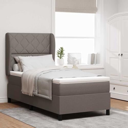 Qnhdfrt Boxspringbett 100 x 200 cm Taupe Stoff mit verstellbarem Kopfteil Modernes Schlafsofa für Gästezimmer Jugendzimmer und Home Office von Qnhdfrt