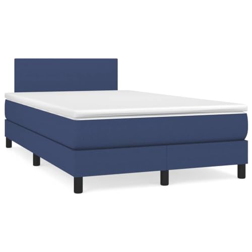 Qnhdfrt Boxspringbett 120x190 cm Blau mit Matratze & LED Streifen Modernes Polsterbett Höhenverstellbares Kopfteil für Jugendzimmer Gästezimmer und Schlafzimmer von Qnhdfrt