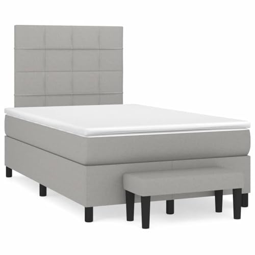 Qnhdfrt Boxspringbett 120x190 cm mit Taschenfederkernmatratze und höhenverstellbarem Kopfteil aus strapazierfähigem Polyester Stoff in Hellgrau für Schlafzimmer und Gästezimmer Qnhdfrt Boxspringbett 120x190 cm mit Taschenfederkernmatratze und höhenverstellbarem Kopfteil aus strapazierfähigem Polyester Stoff in Hellgrau für Schlafzimmer und Gästezimmer von Qnhdfrt