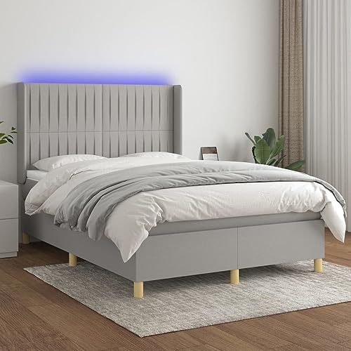 Qnhdfrt Boxspringbett 140x200 cm Hellgrau mit LED, Taschenfederkernmatratze & höhenverstellbarem Kopfteil, Modernes Schlafsofa für Jugend- und Gästezimmer Qnhdfrt Boxspringbett 140x200 cm Hellgrau mit LED, Taschenfederkernmatratze & höhenverstellbarem Kopfteil, Modernes Schlafsofa für Jugend- und Gästezimmer von Qnhdfrt