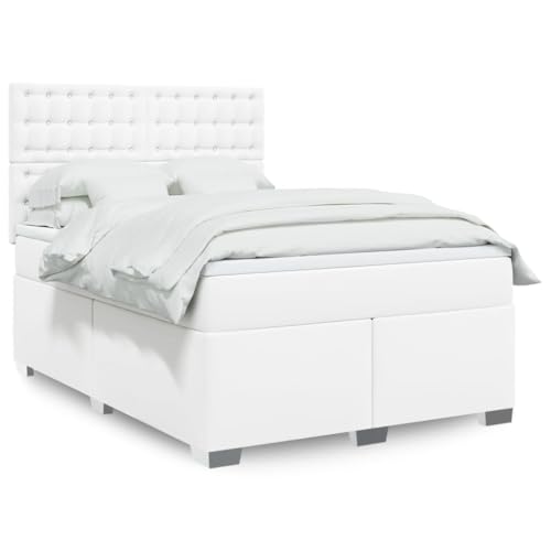 Qnhdfrt Boxspringbett 160x200 cm Kunstleder Weiß mit Taschenfederkernmatratze Höhenverstellbarem Kopfteil LED Beleuchtung Modernes Polsterbett Doppelbett für Schlafzimmer Gästezimmer Jugendzimmer Qnhdfrt Boxspringbett 160x200 cm Kunstleder Weiß mit Taschenfederkernmatratze Höhenverstellbarem Kopfteil LED Beleuchtung Modernes Polsterbett Doppelbett für Schlafzimmer Gästezimmer Jugendzimmer von Qnhdfrt