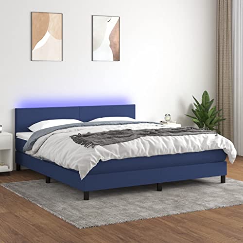 Qnhdfrt Boxspringbett 180x200 Blau mit Matratze LED Kopfteil Höhenverstellbar Modernes Polsterbett für Erholsamen Schlaf im Schlafzimmer Jugendzimmer Gästezimmer von Qnhdfrt