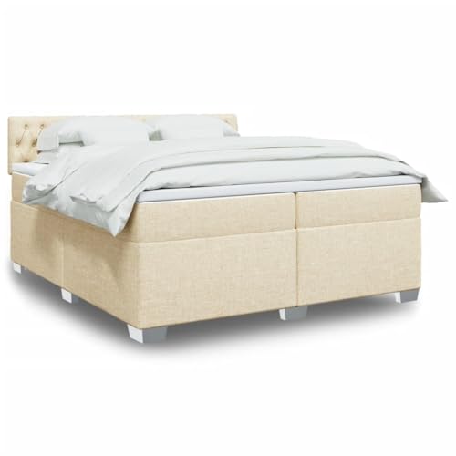 Qnhdfrt Boxspringbett 200x200 cm Creme aus strapazierfähigem Polyester mit Taschenfederkernmatratze LED Beleuchtung und Abnehmbarer Auflage Modernes Doppelbett für Schlafzimmer und Gästezimmer Qnhdfrt Boxspringbett 200x200 cm Creme aus strapazierfähigem Polyester mit Taschenfederkernmatratze LED Beleuchtung und Abnehmbarer Auflage Modernes Doppelbett für Schlafzimmer und Gästezimmer von Qnhdfrt
