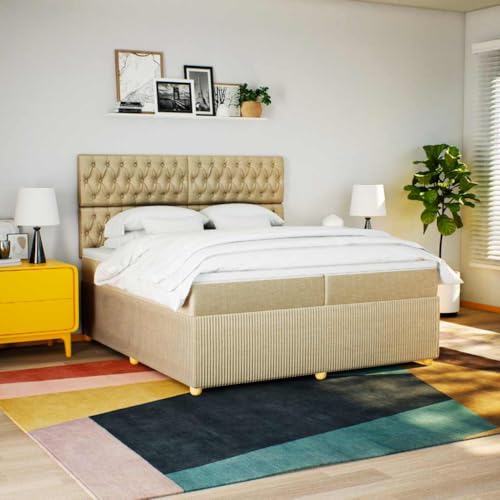 Qnhdfrt Boxspringbett 200x200 cm Creme mit Taschenfederkernmatratze LED Beleuchtung Höhenverstellbares Kopfteil Modernes Polsterbett für Schlafzimmer Gästezimmer Qnhdfrt Boxspringbett 200x200 cm Creme mit Taschenfederkernmatratze LED Beleuchtung Höhenverstellbares Kopfteil Modernes Polsterbett für Schlafzimmer Gästezimmer von Qnhdfrt