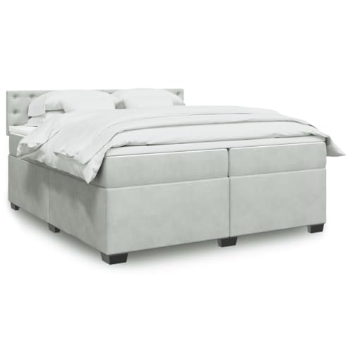 Qnhdfrt Boxspringbett 200x200 cm Hellgrau Samt Taschenfederkern Doppelbett mit LED Beleuchtung und Abnehmbarer Matratzenauflage Modernes Design für Schlafzimmer und Gästezimmer Qnhdfrt Boxspringbett 200x200 cm Hellgrau Samt Taschenfederkern Doppelbett mit LED Beleuchtung und Abnehmbarer Matratzenauflage Modernes Design für Schlafzimmer und Gästezimmer von Qnhdfrt