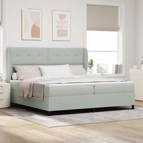Qnhdfrt Boxspringbett 200x200 cm Hellgrau Samt verstellbares Kopfteil mit Mittel-Fester Matratze & Lattenrost Moderne Doppelbett Komplettset für Schlafzimmer Qnhdfrt Boxspringbett 200x200 cm Hellgrau Samt verstellbares Kopfteil mit Mittel-Fester Matratze & Lattenrost Moderne Doppelbett Komplettset für Schlafzimmer von Qnhdfrt