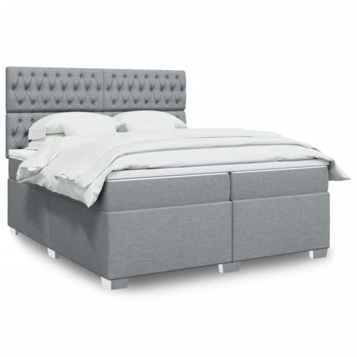 Qnhdfrt Boxspringbett 200x200 cm Hellgrau Stoff Taschenfederkernmatratze Höhenverstellbares Kopfteil Modernes Doppelbett Komfortables Heimbett für Schlafzimmer und Gästezimmer Qnhdfrt Boxspringbett 200x200 cm Hellgrau Stoff Taschenfederkernmatratze Höhenverstellbares Kopfteil Modernes Doppelbett Komfortables Heimbett für Schlafzimmer und Gästezimmer von Qnhdfrt