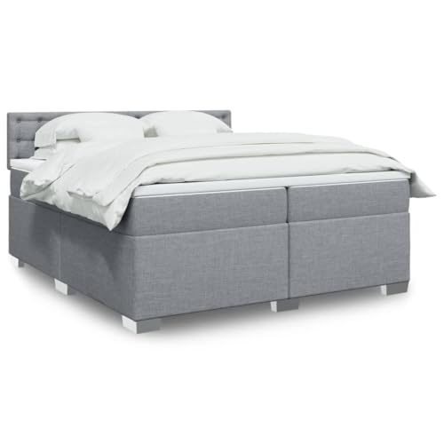 Qnhdfrt Boxspringbett 200x200 cm Hellgrau mit LED Beleuchtung und Taschenfederkern Matratze Modernes Doppelbett aus Polyester für Schlafzimmer Gästezimmer Qnhdfrt Boxspringbett 200x200 cm Hellgrau mit LED Beleuchtung und Taschenfederkern Matratze Modernes Doppelbett aus Polyester für Schlafzimmer Gästezimmer von Qnhdfrt