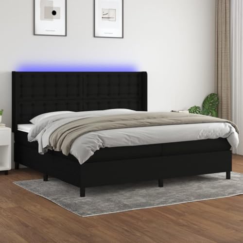 Qnhdfrt Boxspringbett 200x200 cm Schwarz mit LED Beleuchtung Taschenfederkern Matratze und Höhenverstellbarem Kopfteil aus Atmungsaktivem Stoff für Schlafzimmer Qnhdfrt Boxspringbett 200x200 cm Schwarz mit LED Beleuchtung Taschenfederkern Matratze und Höhenverstellbarem Kopfteil aus Atmungsaktivem Stoff für Schlafzimmer von Qnhdfrt