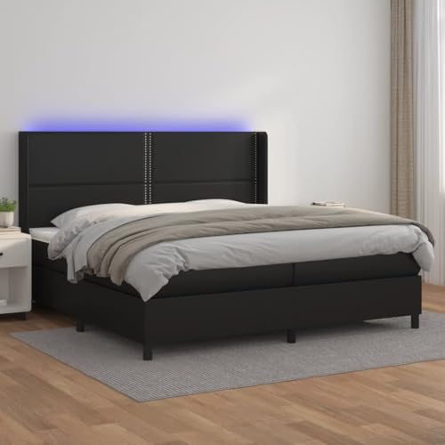 Qnhdfrt Boxspringbett 200x200 cm mit LED Beleuchtung und Kopfteil aus Kunstleder für erholsamen Schlaf und modernes Schlafzimmer von Qnhdfrt