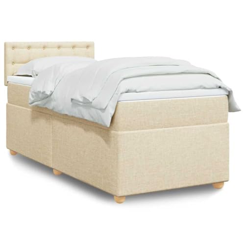 Qnhdfrt Boxspringbett 80x200 Creme Stoff Taschenfederkernmatratze Mit Kopfteil Robust Modernes Schlafsofa Komplettset für Schlafzimmer Jugendzimmer Gästezimmer von Qnhdfrt