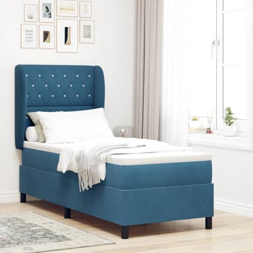 Qnhdfrt Boxspringbett 80x200 cm Dunkelblau Samt verstellbares Kopfteil mit mittelfester Polyester-Matratze Holzrahmen modernes Single Bed für Schlafzimmer Jugendzimmer Gästezimmer Qnhdfrt Boxspringbett 80x200 cm Dunkelblau Samt verstellbares Kopfteil mit mittelfester Polyester-Matratze Holzrahmen modernes Single Bed für Schlafzimmer Jugendzimmer Gästezimmer von Qnhdfrt