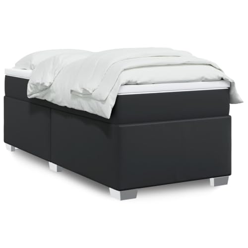 Qnhdfrt Boxspringbett 80x200 cm Kunstleder Schwarz mit Taschenfederkern Matratze und waschbarer Auflage für erholsamen Schlaf im Schlafzimmer von Qnhdfrt