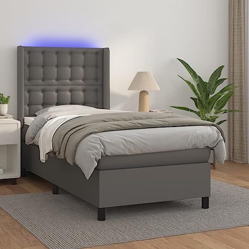 Qnhdfrt Boxspringbett 80x200 cm mit Matratze LED Grau Kunstleder verstellbares Kopfteil Modernes Design & Bequeme Schlafunterlage für Schlafzimmer Jugendzimmer Gästezimmer Qnhdfrt Boxspringbett 80x200 cm mit Matratze LED Grau Kunstleder verstellbares Kopfteil Modernes Design & Bequeme Schlafunterlage für Schlafzimmer Jugendzimmer Gästezimmer von Qnhdfrt
