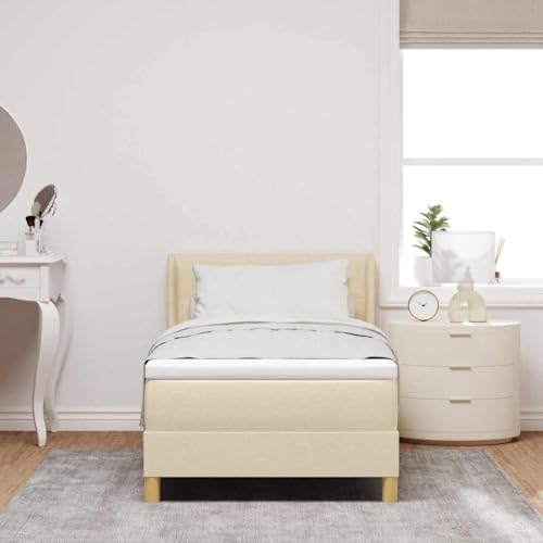 Qnhdfrt Boxspringbett 90x190 cm Creme Stoffrahmen mit Kopfteil Höhenverstellbar Modernes daybed Matratze und Topper für Schlafzimmer Gästezimmer und Jugendzimmer Qnhdfrt Boxspringbett 90x190 cm Creme Stoffrahmen mit Kopfteil Höhenverstellbar Modernes daybed Matratze und Topper für Schlafzimmer Gästezimmer und Jugendzimmer von Qnhdfrt
