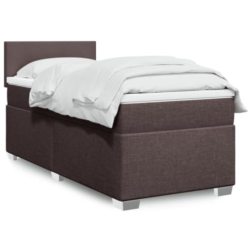 Qnhdfrt Boxspringbett 90x190 cm Dunkelbraun mit Taschenfederkern Matratze Abnehmbarer Auflage LED Beleuchtung Kopfteil Stoff Gästebett Jugendbett für Schlafzimmer Gästezimmer Qnhdfrt Boxspringbett 90x190 cm Dunkelbraun mit Taschenfederkern Matratze Abnehmbarer Auflage LED Beleuchtung Kopfteil Stoff Gästebett Jugendbett für Schlafzimmer Gästezimmer von Qnhdfrt