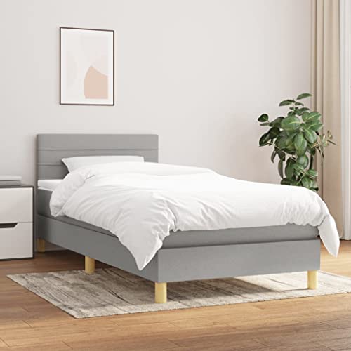 Qnhdfrt Boxspringbett 90x190 cm Hellgrau Stoff Taschenfederkern Jugendbett Einzelbett mit Höhenverstellbarem Kopfteil & Matratzenschoner für Gästezimmer Jugendzimmer Qnhdfrt Boxspringbett 90x190 cm Hellgrau Stoff Taschenfederkern Jugendbett Einzelbett mit Höhenverstellbarem Kopfteil & Matratzenschoner für Gästezimmer Jugendzimmer von Qnhdfrt