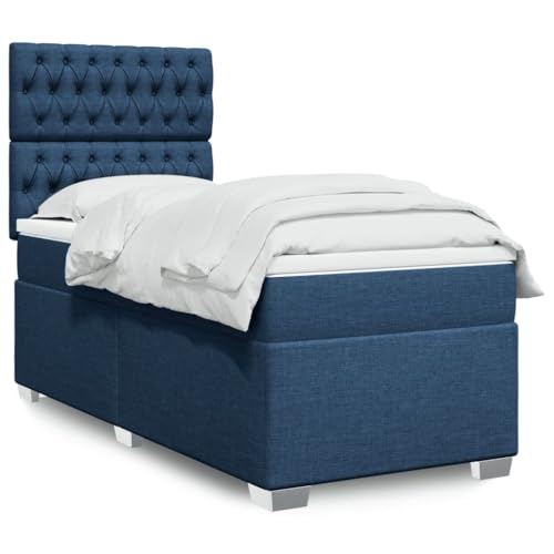 Qnhdfrt Boxspringbett Blau 100x200 cm mit Taschenfederkernmatratze und höhenverstellbarem Kopfteil für optimalen Schlafkomfort von Qnhdfrt