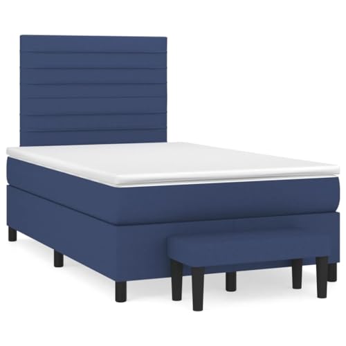 Qnhdfrt Boxspringbett Blau 120x190 cm mit höhenverstellbarem Kopfteil und Taschenfederkernmatratze für erholsamen Schlaf im Schlafzimmer oder Gästezimmer von Qnhdfrt