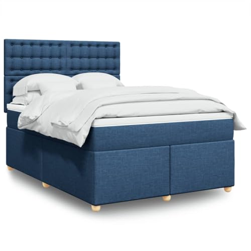 Qnhdfrt Boxspringbett Blau 140x200 cm Stoff Kopfteil Höhenverstellbar Taschenfederkernmatratze Mittel Komplett Set für Schlafzimmer Gästezimmer Jugendzimmer Qnhdfrt Boxspringbett Blau 140x200 cm Stoff Kopfteil Höhenverstellbar Taschenfederkernmatratze Mittel Komplett Set für Schlafzimmer Gästezimmer Jugendzimmer von Qnhdfrt