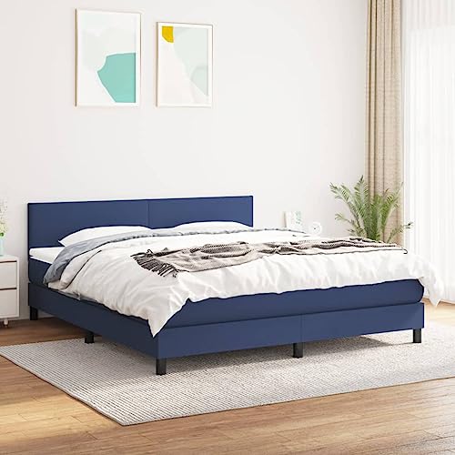 Qnhdfrt Boxspringbett Blau 160x200 cm aus strapazierfähigem Stoff mit höhenverstellbarem Kopfteil und hautfreundlichem Topper Modernes Doppelbett für Schlafzimmer und Gästezimmer Qnhdfrt Boxspringbett Blau 160x200 cm aus strapazierfähigem Stoff mit höhenverstellbarem Kopfteil und hautfreundlichem Topper Modernes Doppelbett für Schlafzimmer und Gästezimmer von Qnhdfrt