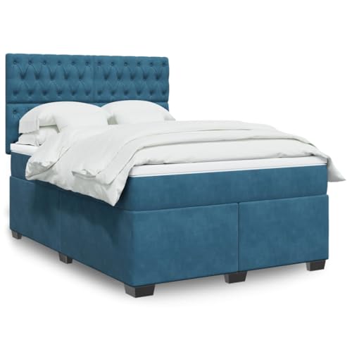 Qnhdfrt Boxspringbett Blau 160x200 cm mit LED Beleuchtung und höhenverstellbarem Kopfteil Samtstoff Bezug Taschenfederkern Matratze für Schlafzimmer Gästebett und Doppelbett Qnhdfrt Boxspringbett Blau 160x200 cm mit LED Beleuchtung und höhenverstellbarem Kopfteil Samtstoff Bezug Taschenfederkern Matratze für Schlafzimmer Gästebett und Doppelbett von Qnhdfrt