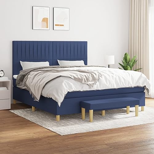 Qnhdfrt Boxspringbett Blau 180x200 cm mit höhenverstellbarem Kopfteil und Taschenfederkernmatratze für erholsamen Schlaf im Schlafzimmer oder Gästezimmer von Qnhdfrt