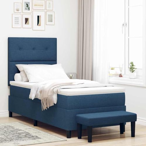 Qnhdfrt Boxspringbett Blau 90x200 cm Modernes Stoffbett mit Matratze & Topper Bequemes Bettgestell mit Holzbeinen für Erholsamen Schlaf Qnhdfrt Boxspringbett Blau 90x200 cm Modernes Stoffbett mit Matratze & Topper Bequemes Bettgestell mit Holzbeinen für Erholsamen Schlaf von Qnhdfrt