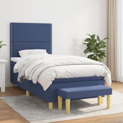 Qnhdfrt Boxspringbett Blau 90x200 cm mit höhenverstellbarem Kopfteil Taschenfederkernmatratze und praktischer Bank für erholsamen Schlaf im Schlafzimmer oder Gästezimmer Qnhdfrt Boxspringbett Blau 90x200 cm mit höhenverstellbarem Kopfteil Taschenfederkernmatratze und praktischer Bank für erholsamen Schlaf im Schlafzimmer oder Gästezimmer von Qnhdfrt