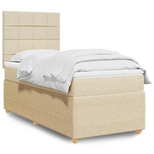 Qnhdfrt Boxspringbett Creme 100x200 cm mit Taschenfederkernmatratze und LED Beleuchtung Höhenverstellbares Kopfteil für Schlafzimmer und Gästezimmer Qnhdfrt Boxspringbett Creme 100x200 cm mit Taschenfederkernmatratze und LED Beleuchtung Höhenverstellbares Kopfteil für Schlafzimmer und Gästezimmer von Qnhdfrt