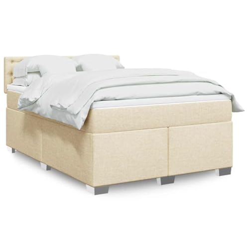 Qnhdfrt Boxspringbett Creme 140x190 cm mit Taschenfederkernmatratze und atmungsaktivem Polyesterbezug für optimalen Schlafkomfort und ergonomische Unterstützung von Qnhdfrt