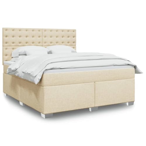 Qnhdfrt Boxspringbett Creme 180x200 cm mit LED Beleuchtung und höhenverstellbarem Kopfteil aus strapazierfähigem Polyester Stoff für Schlafzimmer und Gästezimmer Qnhdfrt Boxspringbett Creme 180x200 cm mit LED Beleuchtung und höhenverstellbarem Kopfteil aus strapazierfähigem Polyester Stoff für Schlafzimmer und Gästezimmer von Qnhdfrt