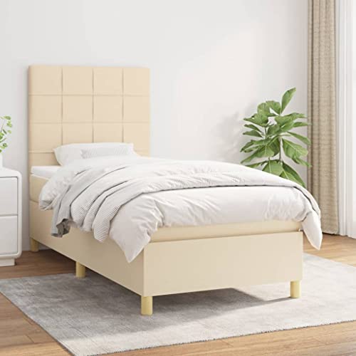 Qnhdfrt Boxspringbett Creme 80x200 cm mit Taschenfederkernmatratze und höhenverstellbarem Kopfteil aus strapazierfähigem Polyester Stoff für Schlafzimmer Gästezimmer Qnhdfrt Boxspringbett Creme 80x200 cm mit Taschenfederkernmatratze und höhenverstellbarem Kopfteil aus strapazierfähigem Polyester Stoff für Schlafzimmer Gästezimmer von Qnhdfrt