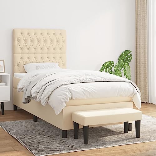Qnhdfrt Boxspringbett Creme 90x190 cm mit höhenverstellbarem Kopfteil Taschenfederkernmatratze und Bank für erholsamen Schlaf im Schlafzimmer oder Gästezimmer Qnhdfrt Boxspringbett Creme 90x190 cm mit höhenverstellbarem Kopfteil Taschenfederkernmatratze und Bank für erholsamen Schlaf im Schlafzimmer oder Gästezimmer von Qnhdfrt