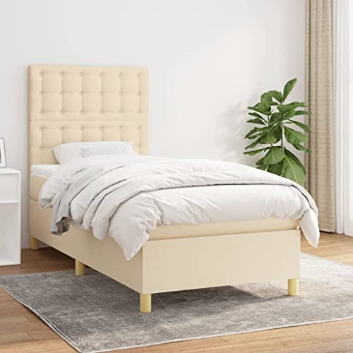 Qnhdfrt Boxspringbett Creme 90x190 cm mit höhenverstellbarem Kopfteil Taschenfederkernmatratze und atmungsaktivem Stoff für erholsamen Schlaf im Schlafzimmer oder Gästezimmer Qnhdfrt Boxspringbett Creme 90x190 cm mit höhenverstellbarem Kopfteil Taschenfederkernmatratze und atmungsaktivem Stoff für erholsamen Schlaf im Schlafzimmer oder Gästezimmer von Qnhdfrt