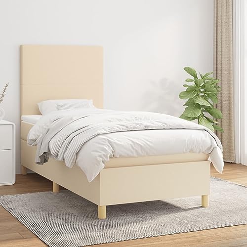 Qnhdfrt Boxspringbett Creme 90x200 cm mit Kopfteil und Matratze aus strapazierfähigem Polyester Stoff für erholsamen Schlaf im Schlafzimmer Qnhdfrt Boxspringbett Creme 90x200 cm mit Kopfteil und Matratze aus strapazierfähigem Polyester Stoff für erholsamen Schlaf im Schlafzimmer von Qnhdfrt