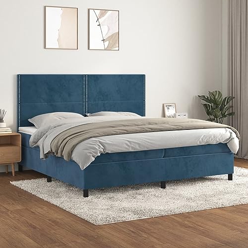 Qnhdfrt Boxspringbett Dunkelblau 200x200 cm mit Taschenfederkernmatratze und höhenverstellbarem Kopfteil aus weichem Samt für erholsamen Schlaf im Schlafzimmer Qnhdfrt Boxspringbett Dunkelblau 200x200 cm mit Taschenfederkernmatratze und höhenverstellbarem Kopfteil aus weichem Samt für erholsamen Schlaf im Schlafzimmer von Qnhdfrt