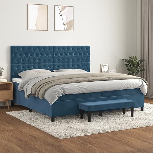 Qnhdfrt Boxspringbett Dunkelblau 200x200 cm mit Taschenfederkernmatratze und höhenverstellbarem Kopfteil aus weichem Samt für erholsamen Schlaf Qnhdfrt Boxspringbett Dunkelblau 200x200 cm mit Taschenfederkernmatratze und höhenverstellbarem Kopfteil aus weichem Samt für erholsamen Schlaf von Qnhdfrt