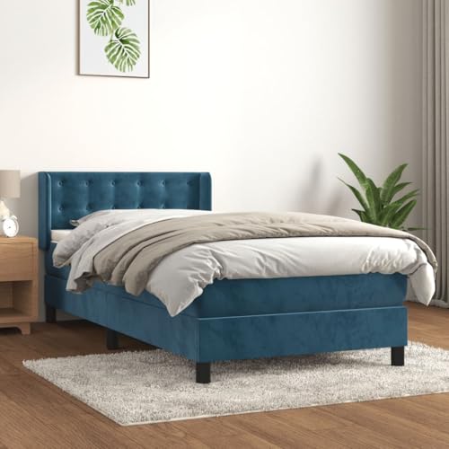 Qnhdfrt Boxspringbett Dunkelblau 90x190 cm mit Samtbezug und Taschenfederkernmatratze Höhenverstellbares Kopfteil für Erholsamen Schlaf im Schlafzimmer oder Gästezimmer Qnhdfrt Boxspringbett Dunkelblau 90x190 cm mit Samtbezug und Taschenfederkernmatratze Höhenverstellbares Kopfteil für Erholsamen Schlaf im Schlafzimmer oder Gästezimmer von Qnhdfrt
