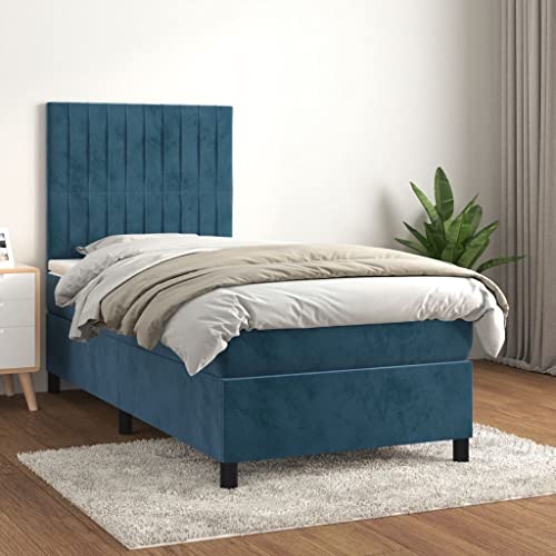 Qnhdfrt Boxspringbett Dunkelblau 90x190 cm mit Samtbezug und höhenverstellbarem Kopfteil Taschenfederkernmatratze für erholsamen Schlaf im Schlafzimmer Qnhdfrt Boxspringbett Dunkelblau 90x190 cm mit Samtbezug und höhenverstellbarem Kopfteil Taschenfederkernmatratze für erholsamen Schlaf im Schlafzimmer von Qnhdfrt