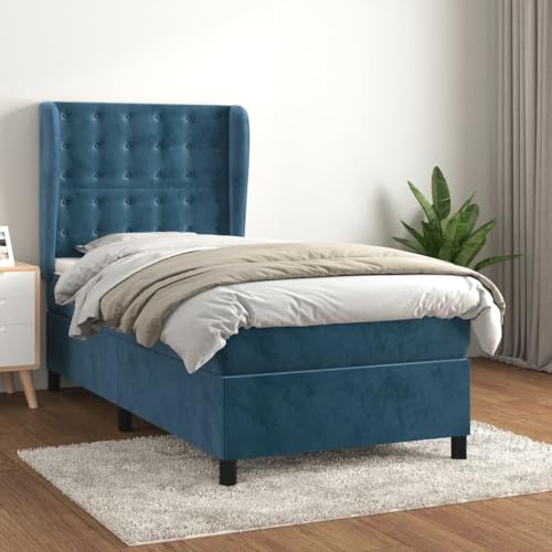 Qnhdfrt Boxspringbett Dunkelblau 90x200 cm mit Samtbezug und Taschenfederkernmatratze Höhenverstellbares Kopfteil für Erholsamen Schlaf im Schlafzimmer oder Gästezimmer Qnhdfrt Boxspringbett Dunkelblau 90x200 cm mit Samtbezug und Taschenfederkernmatratze Höhenverstellbares Kopfteil für Erholsamen Schlaf im Schlafzimmer oder Gästezimmer von Qnhdfrt