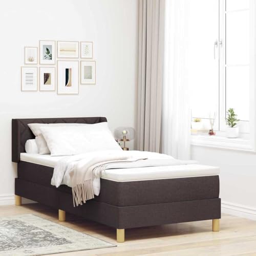 Qnhdfrt Boxspringbett Dunkelbraun 100 x 200 cm Modernes Design mit Verstellbarem Kopfteil und Mittelharter Matratze aus Hochwertigem Stoff für Schlafzimmer von Qnhdfrt