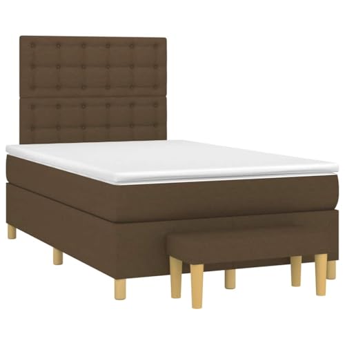 Qnhdfrt Boxspringbett Dunkelbraun 120x190 cm mit höhenverstellbarem Kopfteil Taschenfederkernmatratze und praktischer Bank für Schlafzimmer Gästezimmer oder Wohnbereich von Qnhdfrt