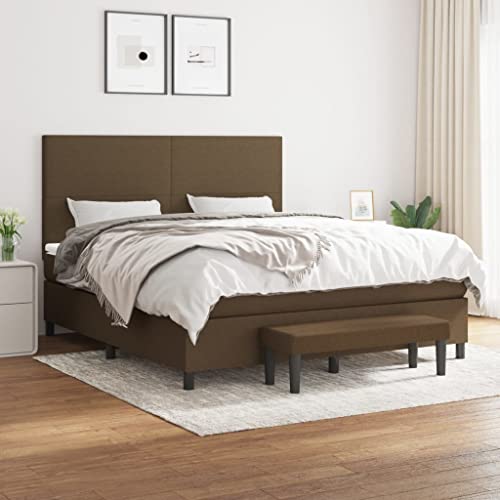 Qnhdfrt Boxspringbett Dunkelbraun 160x200 cm mit höhenverstellbarem Kopfteil und Taschenfederkernmatratze für erholsamen Schlaf im Schlafzimmer oder Gästezimmer von Qnhdfrt