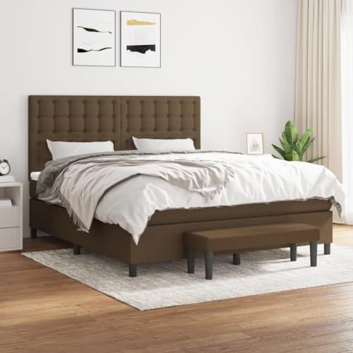Qnhdfrt Boxspringbett Dunkelbraun 180x200 cm mit höhenverstellbarem Kopfteil und Taschenfederkernmatratze für erholsamen Schlaf Stoffbezug atmungsaktiv und langlebig von Qnhdfrt