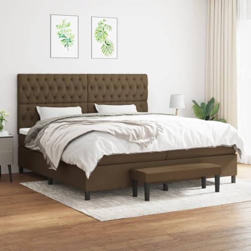 Qnhdfrt Boxspringbett Dunkelbraun 200x200 cm mit Taschenfederkernmatratze und höhenverstellbarem Kopfteil aus atmungsaktivem Polyester für erholsamen Schlaf von Qnhdfrt